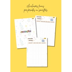 Caderno de Registos do Professor - tema florido